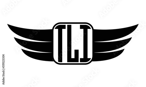 TLI three Letter wing minimalist creative concept icon eagle symbol professional black and white logo design, Vector template photo