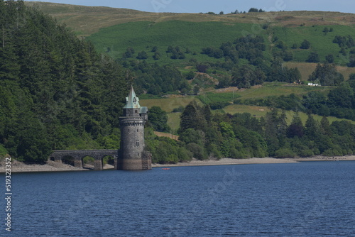 the tower in the middle of lake Vyrnwy in wales photo