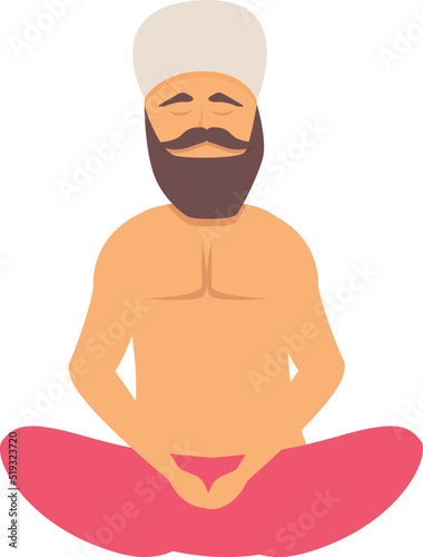 Happy yogi man icon cartoon vector. Indian pose. Male calm