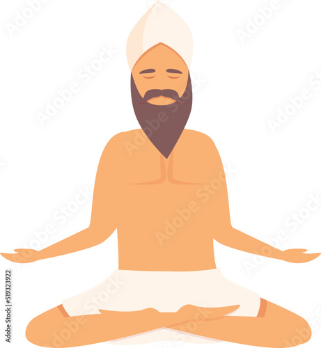 Guru icon cartoon vector. Indian man. Calm people