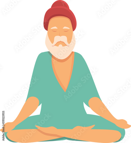 Breathing yoga icon cartoon vector. Indian yogi. Calm pose