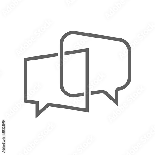 Discussion graphic symbol. Speech bubbles sign isolated on white background. Clouds of dialog. Vector illustration