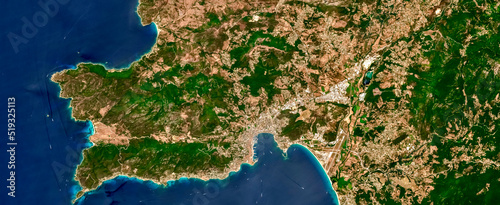Corsica on satellite imagery	 photo