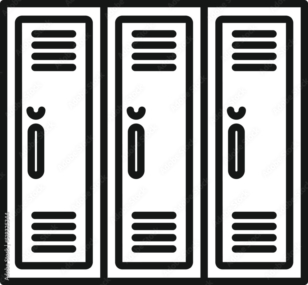Locker room icon outline vector. School gym Locker room icon outline vector. School gym
