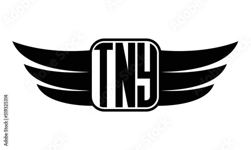 TNY three Letter wing minimalist creative concept icon eagle symbol professional black and white logo design, Vector template photo