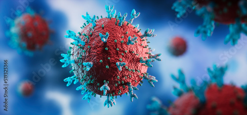 Coronavirus mutation - omicron variant B.1.1.529 and Ba.2 - 3D Illustration photo