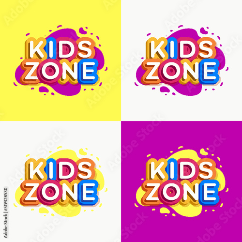 Vector kids zone logo set colorful style for game store  kids shoes  baby club  children school  clothes company  toys shop  toy market  cafe  education club  dress shop  firm  cartoon label. 10 eps