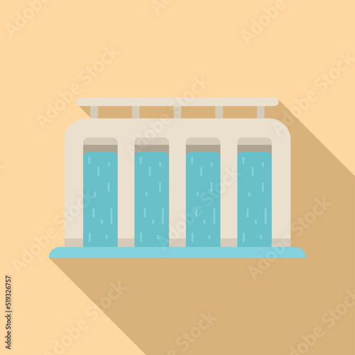 River hydro energy icon flat vector. Power plant