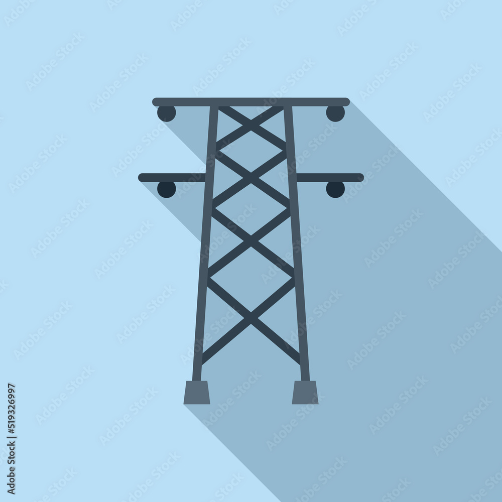 Electric tower icon flat vector. Water energy Electric tower icon flat vector. Water energy