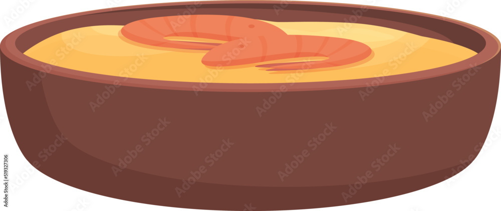 Shrimp soup icon cartoon vector. Meat bowl. Cooked vegetable Shrimp soup icon cartoon vector. Meat bowl. Cooked vegetable