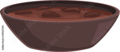 Bean soup bowl icon cartoon vector. Baked dish. Food brazilian