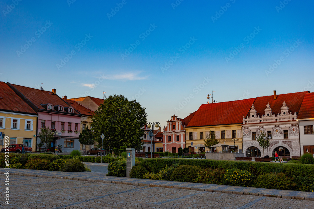 Obraz premium Street in Bechyne. Summser evening. Czechia