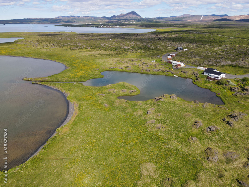 Rural landscape of lake Myvatn in Iceland