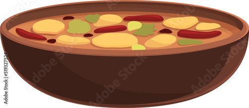 Vegetable bean soup icon cartoon vector. Dish food. Sauce meat