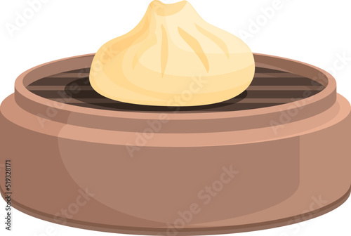 Bao baozi icon cartoon vector. Asian steamed. Plate food