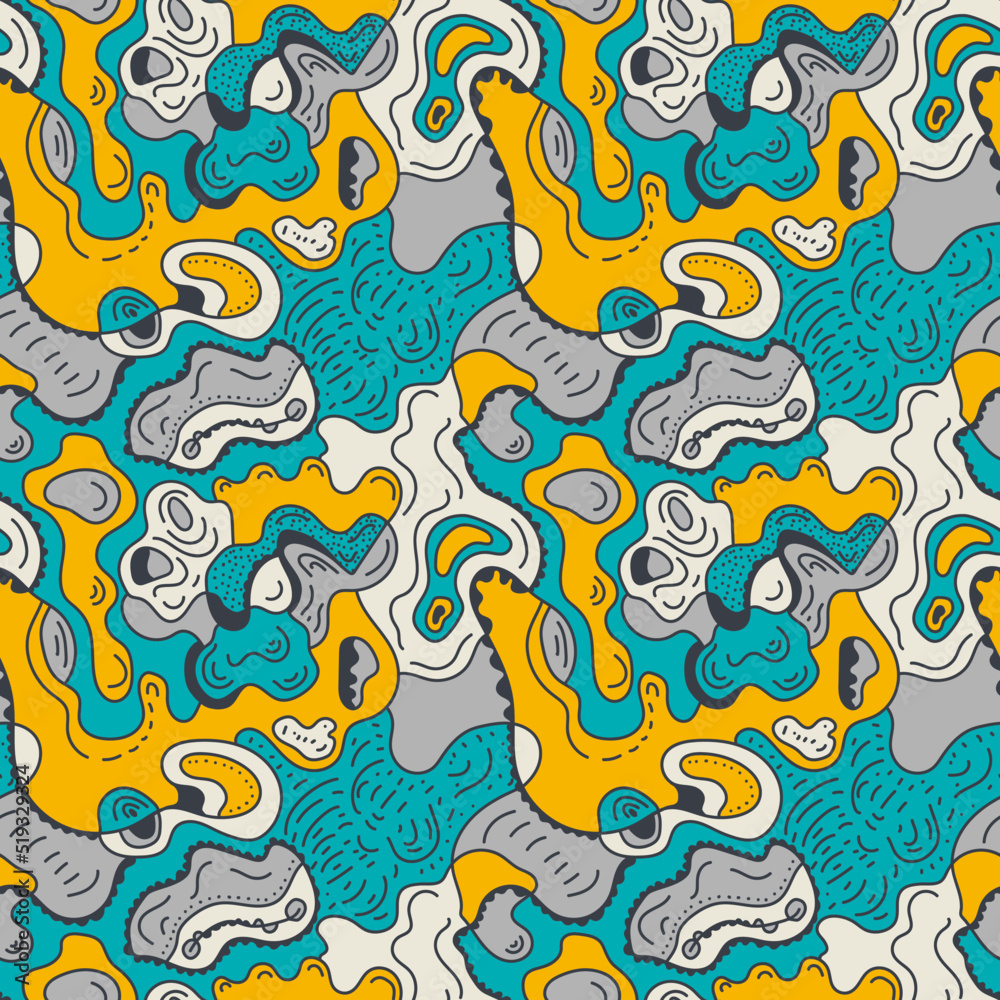 Naklejka premium Seamless abstract hand drawn artwork with unique colorful pattern in boho style
