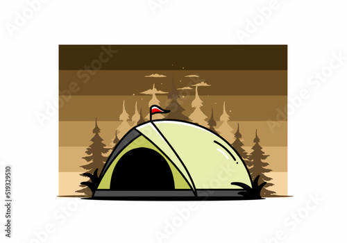 Dome tent camping illustration badge design