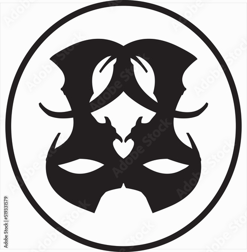 Vector, Image of bat logo design, black and white color, transparent background

