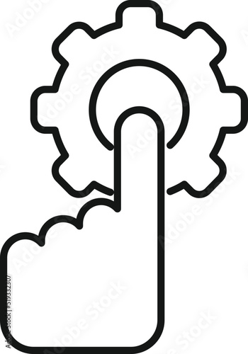 Click manager gear icon outline vector. Eco earth