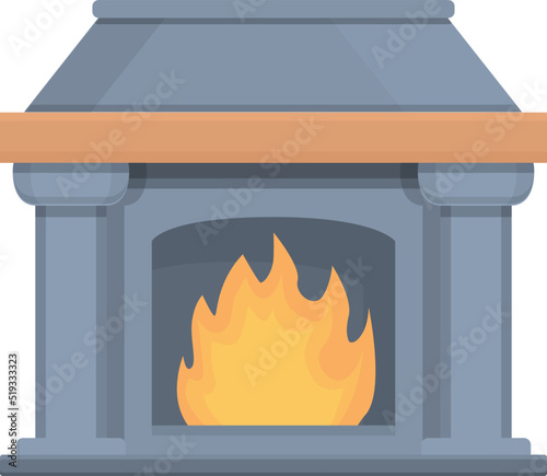Fireplace furnace icon cartoon vector. Fire stove. Cafe chair