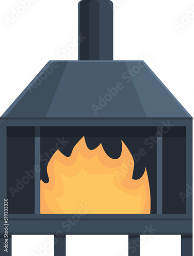 Pizza furnace icon cartoon vector. Burning restaurant. Fireplace chair