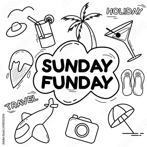 sunday doodle art design.vector illustration