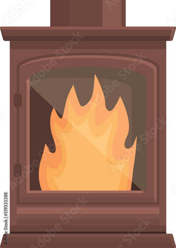 Kitchen furnace icon cartoon vector. Fire restaurant. Fireplace cafe