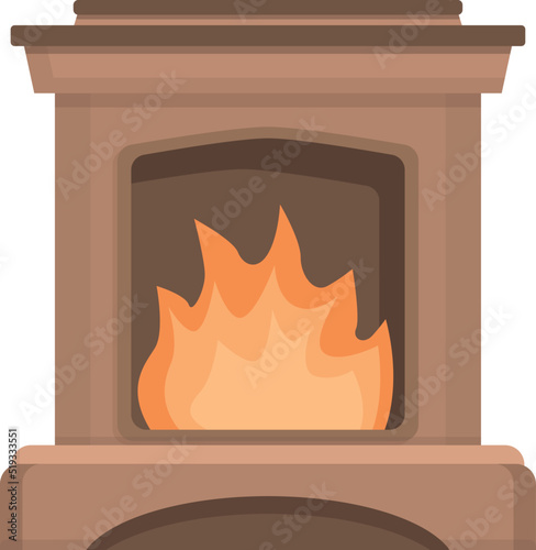 Burning fire icon cartoon vector. Wood restaurant. Pizza cafe