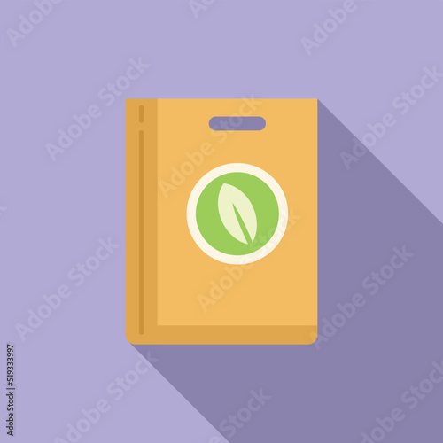 Eco leaf pack icon flat vector. Bag package
