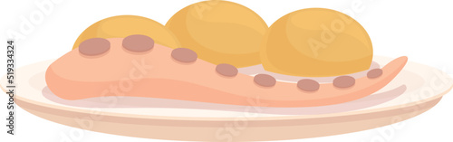 Octopus food icon cartoon vector. Portugal food. Sea dish