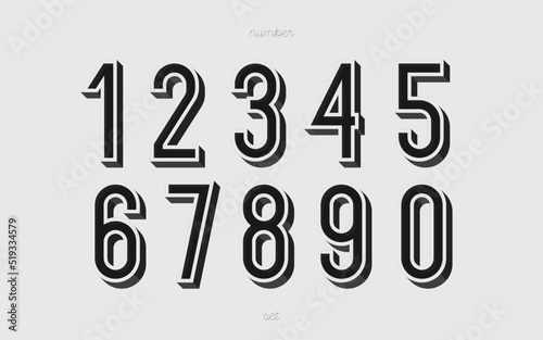 Number set 3d bold style modern typography for animation, t shirt, racing, game, poster, birthday, decoration, promotion, sale banner, printing on fabric. Cool font. vector 10 eps