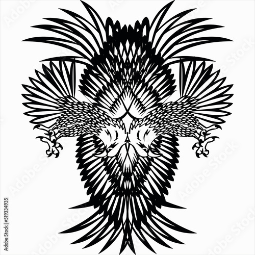 Vector, Image of eagle design logo, black and white color, transparent background


