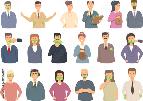 Lobbyist icons set cartoon vector. Political action. Business customer