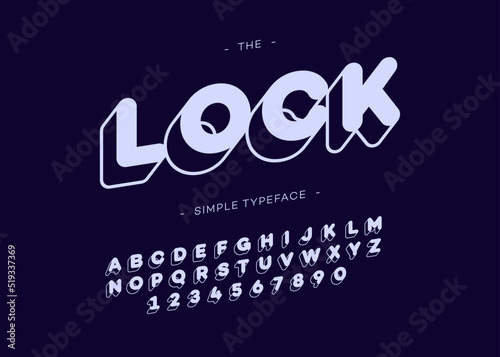 Vector lock font 3d bold typography for poster, decoration, promotion, book, t shirt, sale banner, printing on fabric. Cool modern typeface. Trendy alphabet. 10 eps
