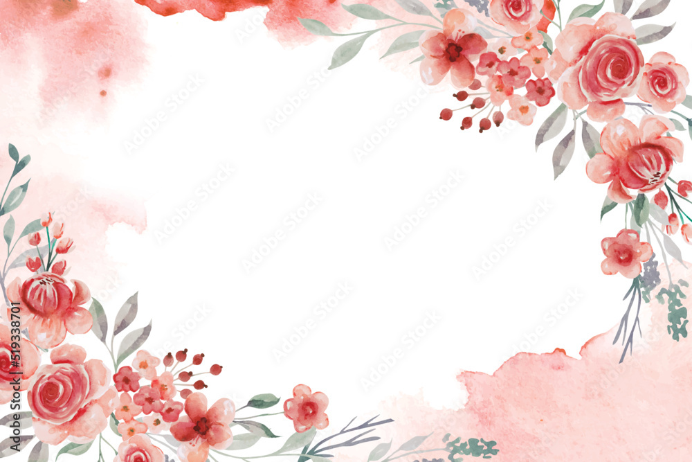 background flower red watercolor with white space