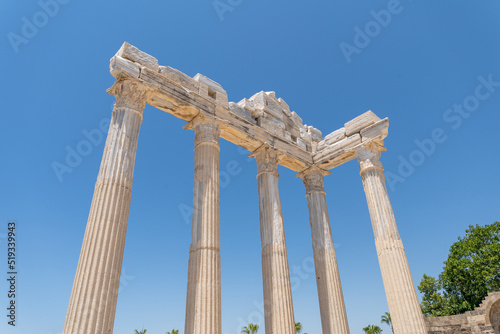 Close up photo of Apollon temple in Side ancient city in Manavgat, Antalya.