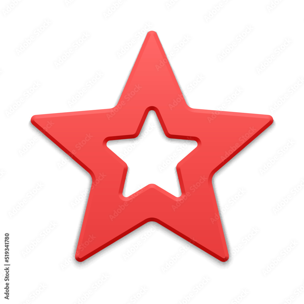 Red realistic five pointed star 3d vector illustration Red realistic five pointed star 3d vector illustration