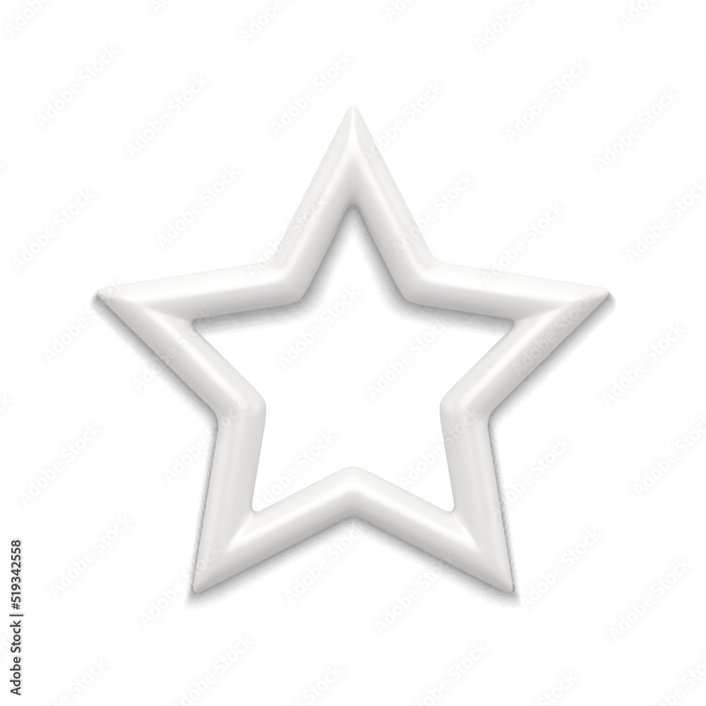 Five pointed white star 3d vector illustration Five pointed white star 3d vector illustration