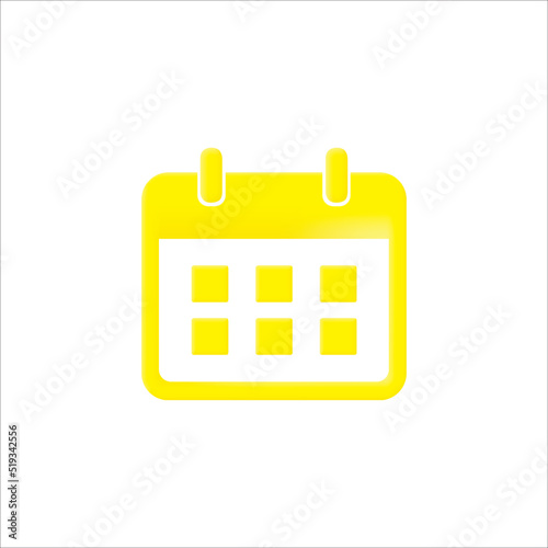 calendar 3d icon with yellow color