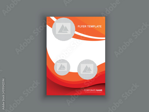 Brochure design, modern cover layout, annual report, poster, A4 flyer with waves. Vector graphics.