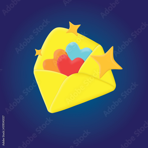 heart with stars love mail illustration