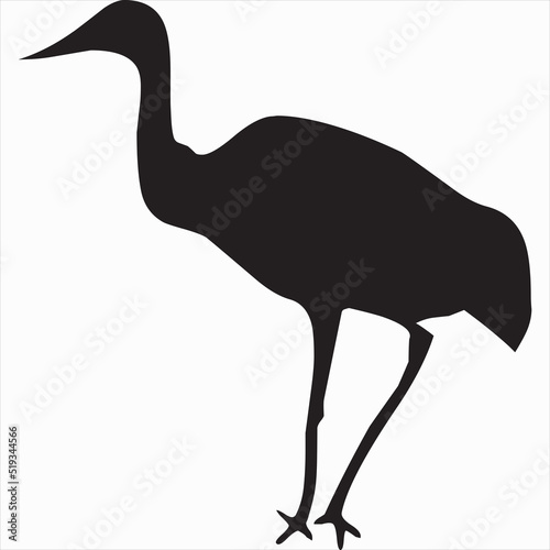 Vector, Image of stork silhouette, black and white color, transparent background

