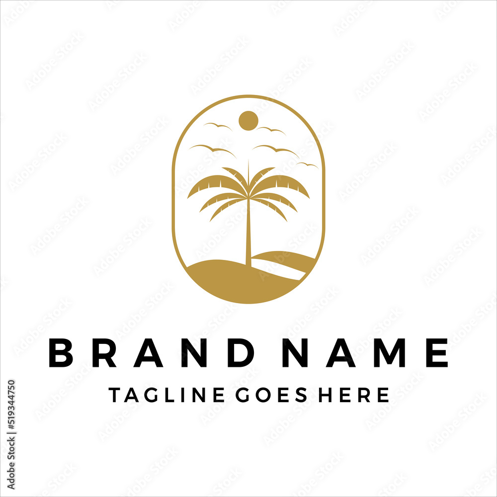 Coastal resort logo design vector template