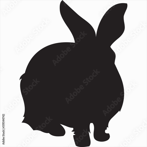 Vector, Image of rabbit silhouette icon, black and white color, transparent background