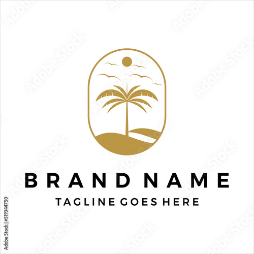 Coastal resort logo design vector template