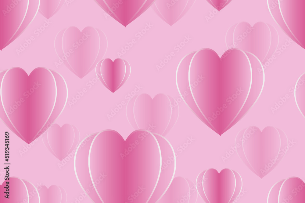 Cute pink love heart balloon paper valentine pattern