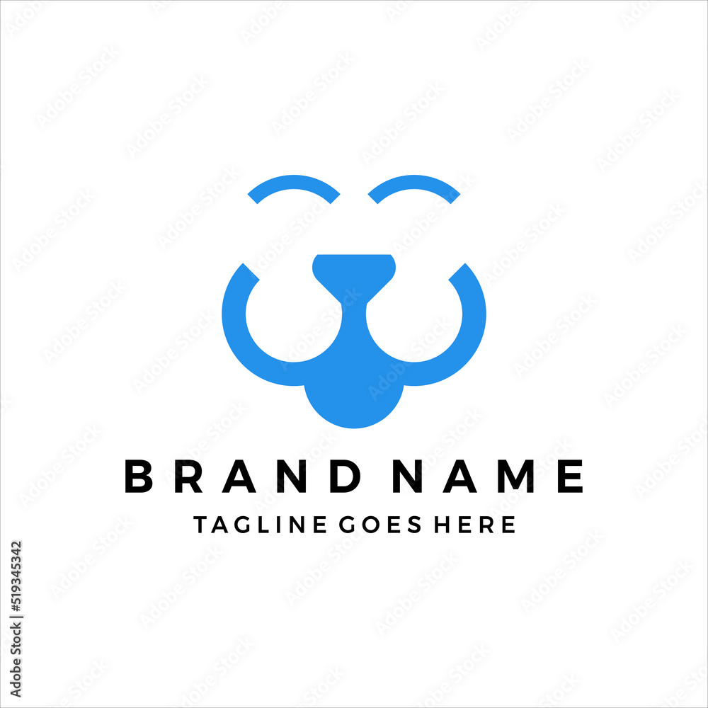 Flat dog icon logo design vector template