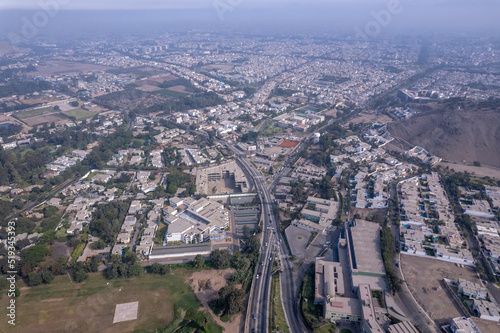 Aerial view of La Molina district in Lima.