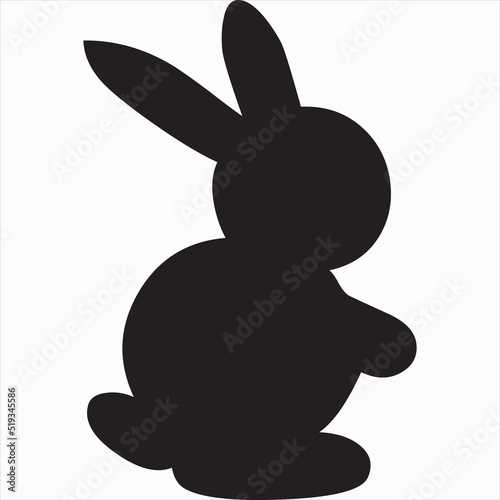 Vector, Image of rabbit silhouette icon, black and white color, transparent background