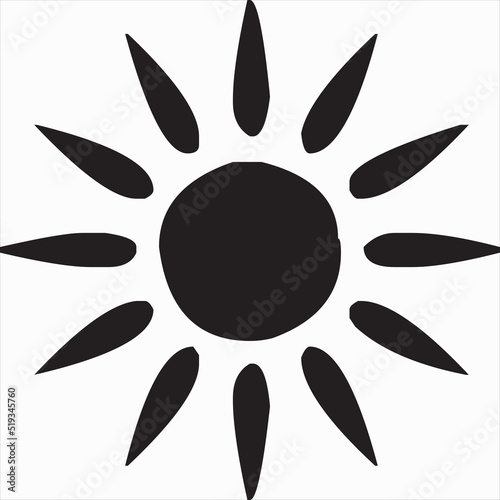 Vector, Image of silhouette sun light icon, black and white color, transparent background

